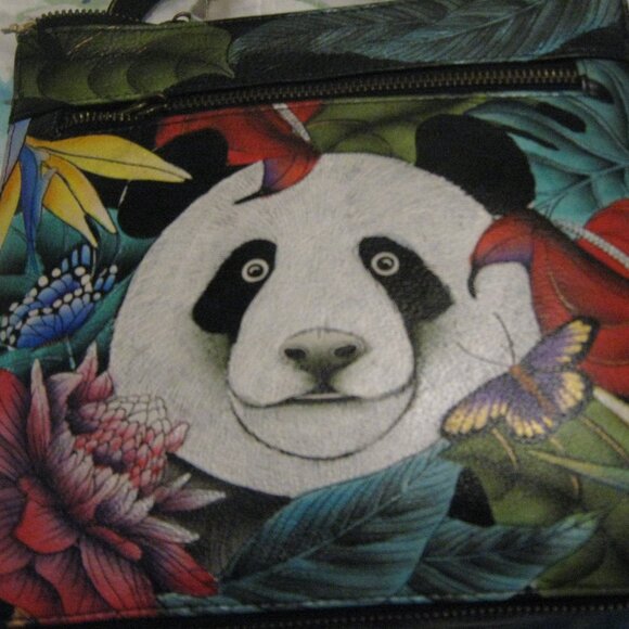 Anuschka Handbags - NWT Whimsical Anuschka  Leather Crossbody Expandable with hand-painted Panda
